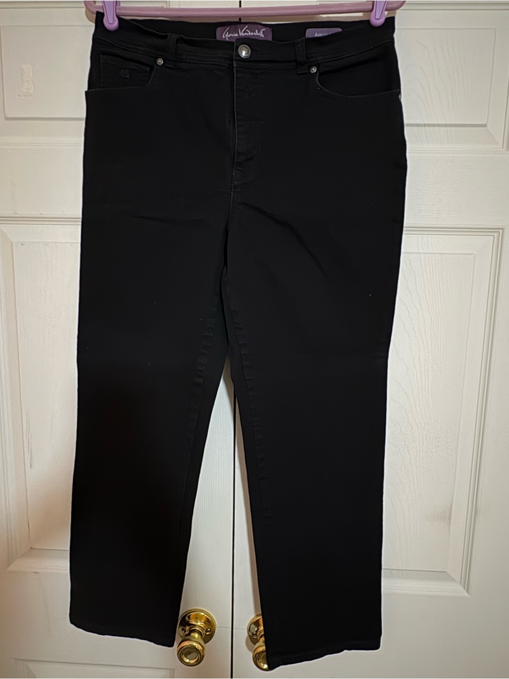 Gloria Vanderbilt Women's Amanda Classic Rise Tapered Jean Sz 14P Black Preowned